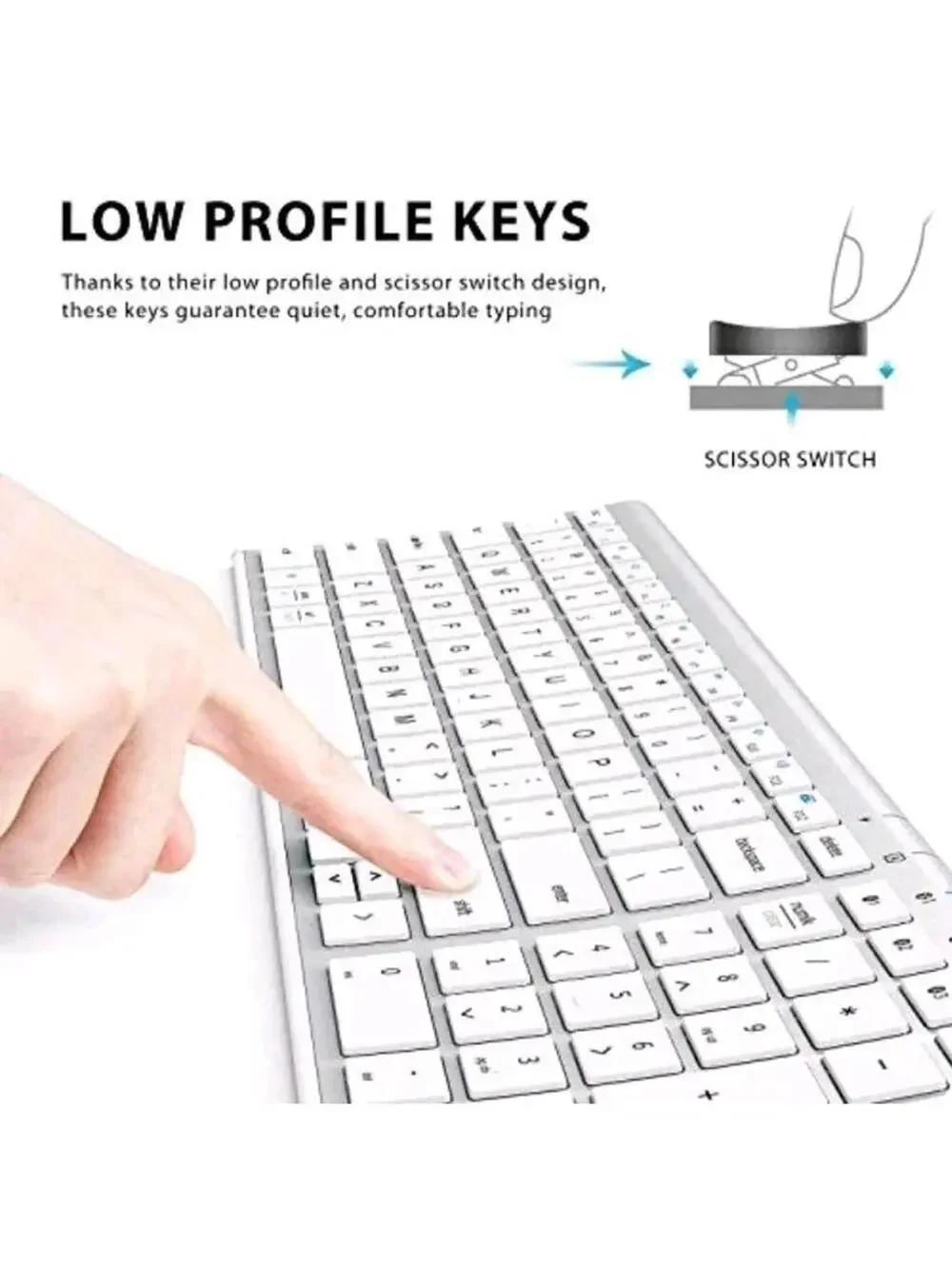 BK10 Bluetooth Keyboard, Universal Bluetooth 5.1 Wireless Keyboard with silver